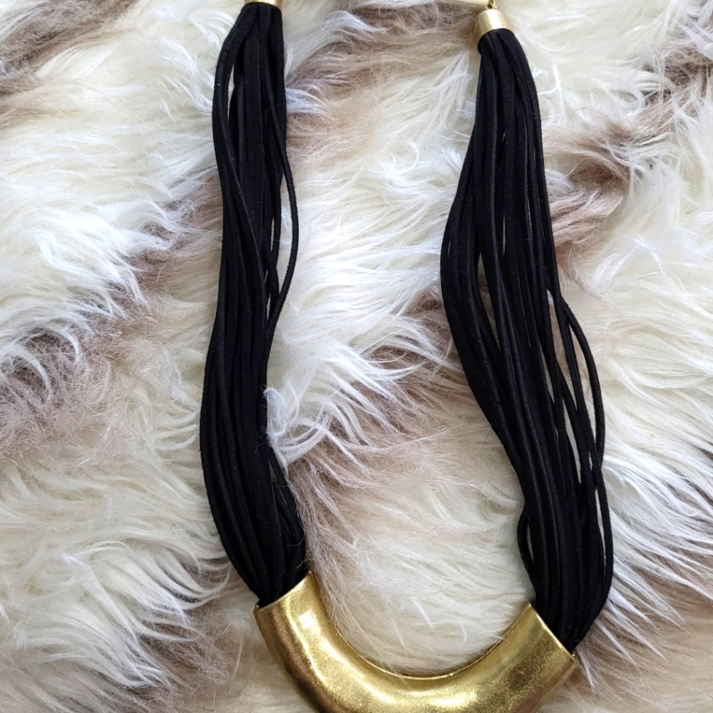 Black Multi String Necklace